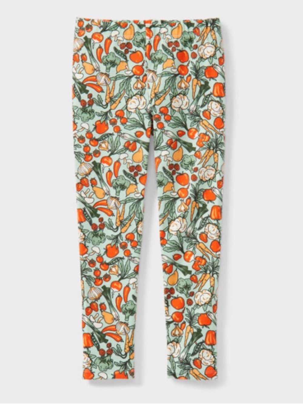 Duluth Trading Co Women's Mint Leggings with Orange and Green Vegetable Print